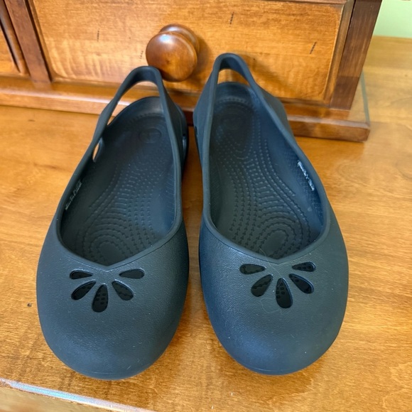 Crocs Taylor ballet flats black sling back slip on shoes - Picture 2 of 6